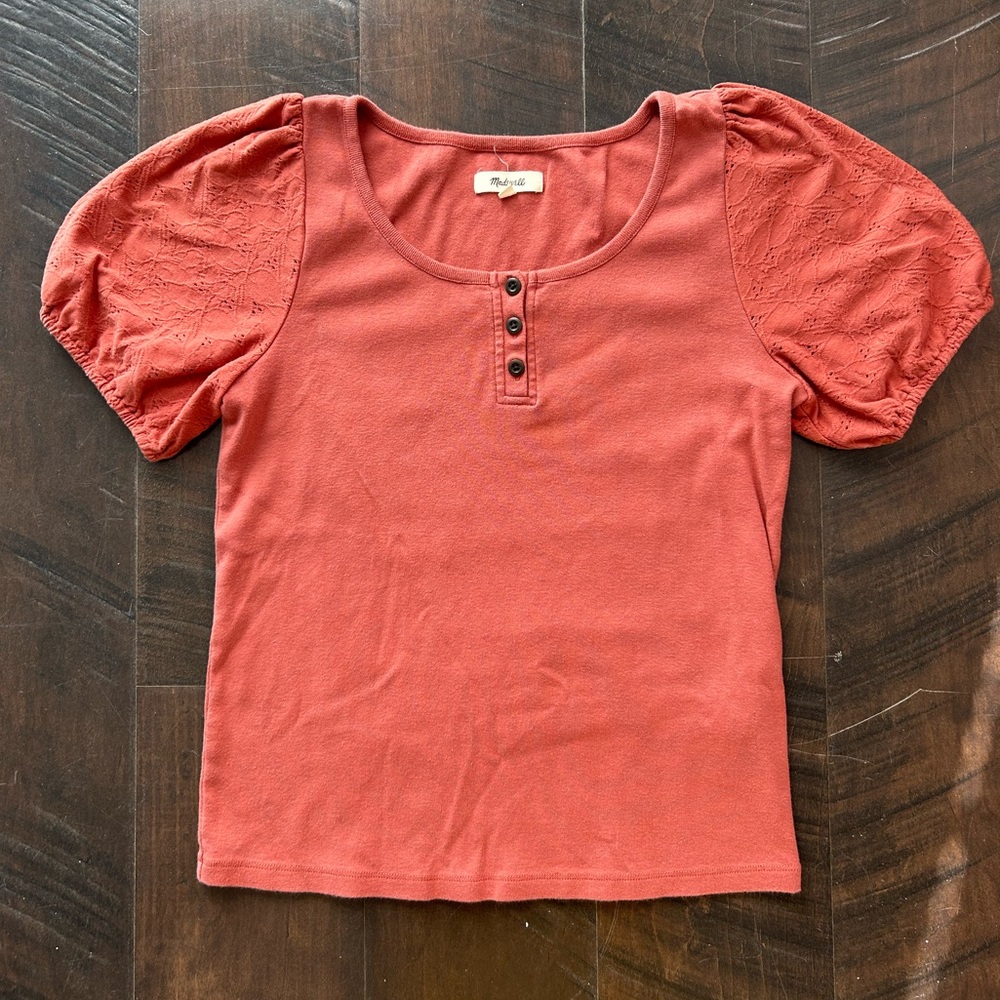 Madewell Terracotta Puff Sleeve Blouse